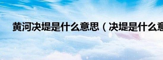 黄河决堤是什么意思（决堤是什么意思）