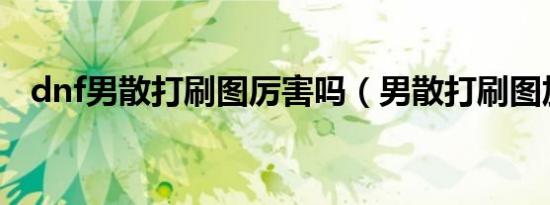 dnf男散打刷图厉害吗（男散打刷图加点）