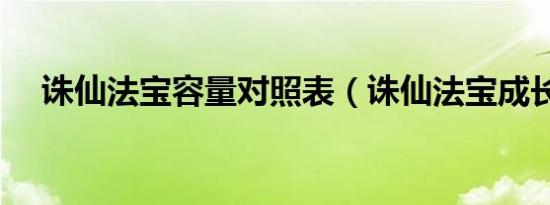 诛仙法宝容量对照表（诛仙法宝成长度）