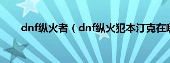 dnf纵火者（dnf纵火犯本汀克在哪）