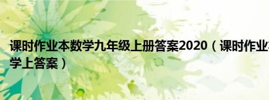 课时作业本数学九年级上册答案2020（课时作业本九年级数学上答案）