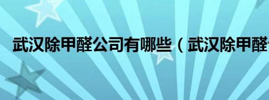 武汉除甲醛公司有哪些（武汉除甲醛公司）