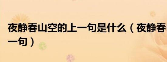 夜静春山空的上一句是什么（夜静春山空的上一句）
