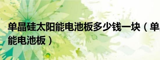 单晶硅太阳能电池板多少钱一块（单晶硅太阳能电池板）
