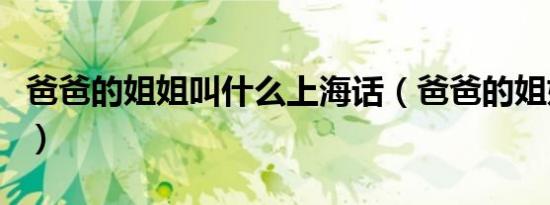 爸爸的姐姐叫什么上海话（爸爸的姐姐叫什么）