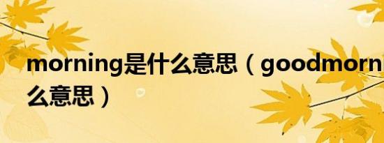 morning是什么意思（goodmorning是什么意思）