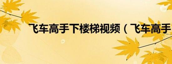 飞车高手下楼梯视频（飞车高手）