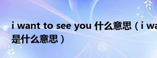 i want to see you 什么意思（i want you是什么意思）