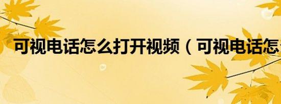可视电话怎么打开视频（可视电话怎么打）