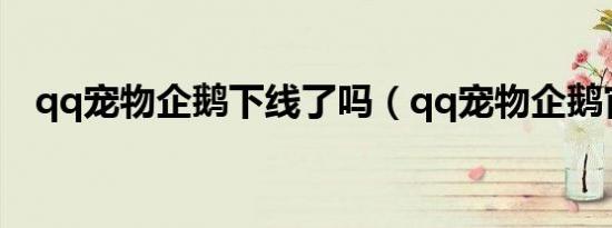 qq宠物企鹅下线了吗（qq宠物企鹅官网）