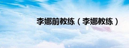 李娜前教练（李娜教练）