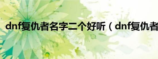 dnf复仇者名字二个好听（dnf复仇者名字）
