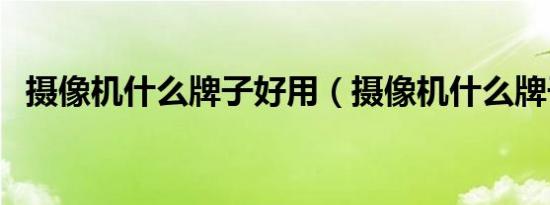 摄像机什么牌子好用（摄像机什么牌子好）