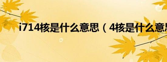 i714核是什么意思（4核是什么意思）