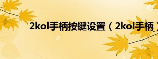 2kol手柄按键设置（2kol手柄）