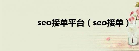 seo接单平台（seo接单）