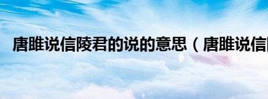 唐雎说信陵君的说的意思（唐雎说信陵君）