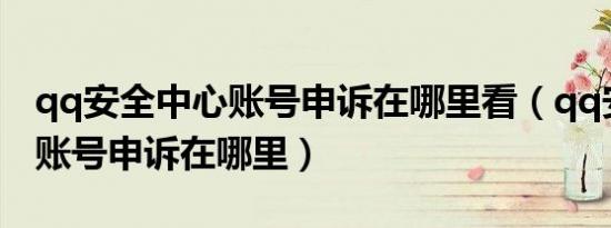 qq安全中心账号申诉在哪里看（qq安全中心账号申诉在哪里）