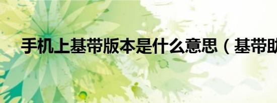 手机上基带版本是什么意思（基带助手）