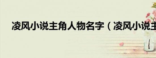 凌风小说主角人物名字（凌风小说主角）