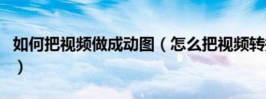 如何把视频做成动图（怎么把视频转换成动图）
