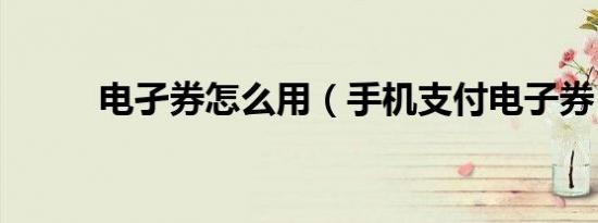 电孑券怎么用（手机支付电子券）