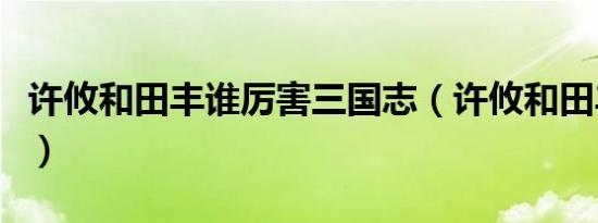 许攸和田丰谁厉害三国志（许攸和田丰谁厉害）