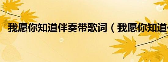 我愿你知道伴奏带歌词（我愿你知道伴奏）