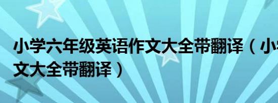 小学六年级英语作文大全带翻译（小学英语作文大全带翻译）