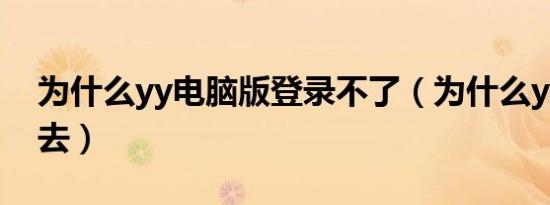 为什么yy电脑版登录不了（为什么yy登不上去）