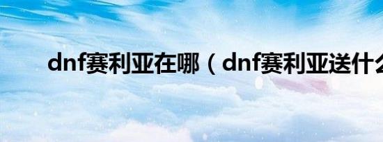 dnf赛利亚在哪（dnf赛利亚送什么）