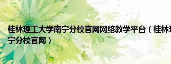 桂林理工大学南宁分校官网网络教学平台（桂林理工大学南宁分校官网）