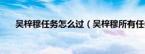 吴梓穆任务怎么过（吴梓穆所有任务）
