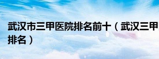 武汉市三甲医院排名前十（武汉三甲医院实力排名）