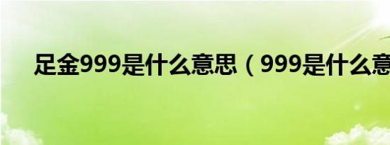 足金999是什么意思（999是什么意思）