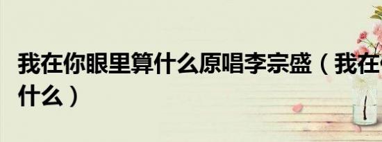 我在你眼里算什么原唱李宗盛（我在你眼里算什么）