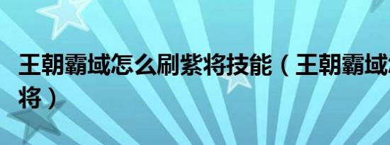 王朝霸域怎么刷紫将技能（王朝霸域怎么刷紫将）