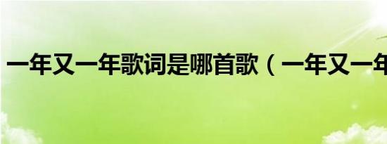 一年又一年歌词是哪首歌（一年又一年歌词）