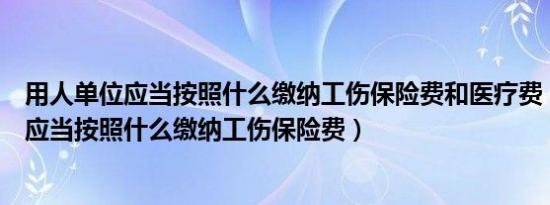 用人单位应当按照什么缴纳工伤保险费和医疗费（用人单位应当按照什么缴纳工伤保险费）