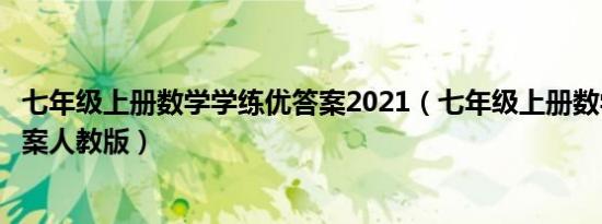 七年级上册数学学练优答案2021（七年级上册数学学练优答案人教版）