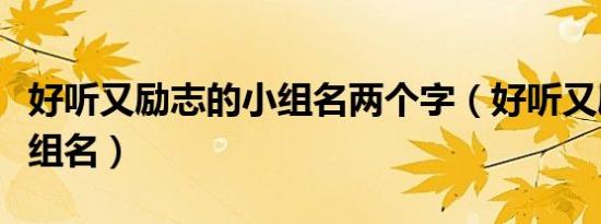 好听又励志的小组名两个字（好听又励志的小组名）