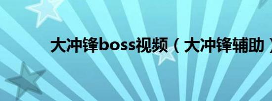 大冲锋boss视频（大冲锋辅助）