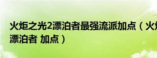 火炬之光2漂泊者最强流派加点（火炬之光2 漂泊者 加点）