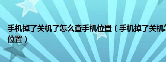 手机掉了关机了怎么查手机位置（手机掉了关机怎么查手机位置）