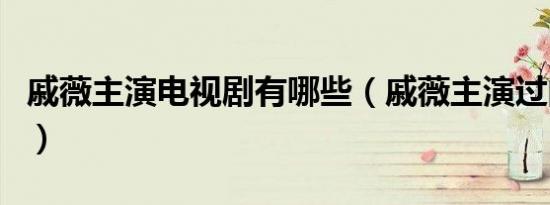 戚薇主演电视剧有哪些（戚薇主演过的电视剧）