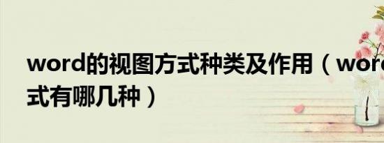 word的视图方式种类及作用（word视图模式有哪几种）