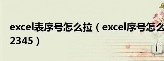 excel表序号怎么拉（excel序号怎么拉下来12345）