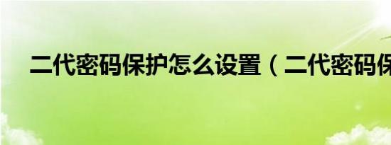 二代密码保护怎么设置（二代密码保护）