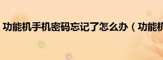 功能机手机密码忘记了怎么办（功能机手机）