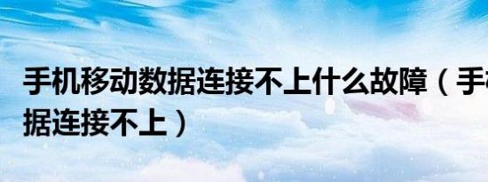 手机移动数据连接不上什么故障（手机移动数据连接不上）